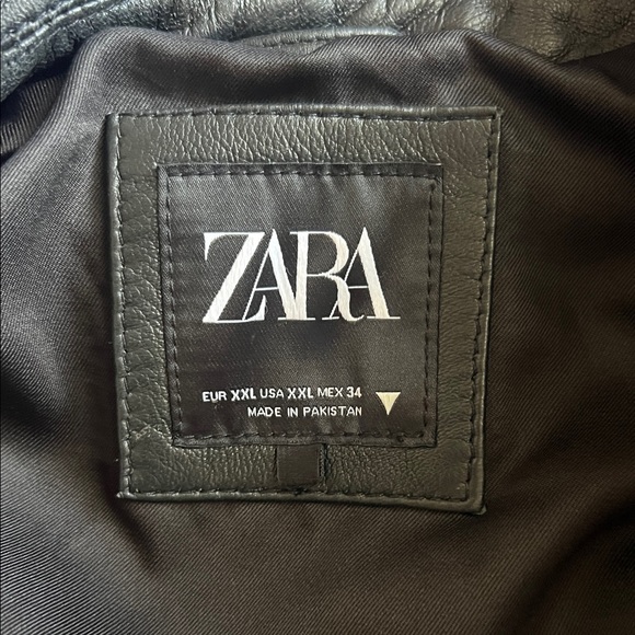 Zara Black Leather Motorcycle Jacket - Picture 2 of 5